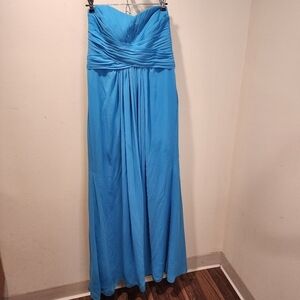 David's BRIDAL Blue Malibu Bridemaid Strapples Floor  Length Wedding dress 12